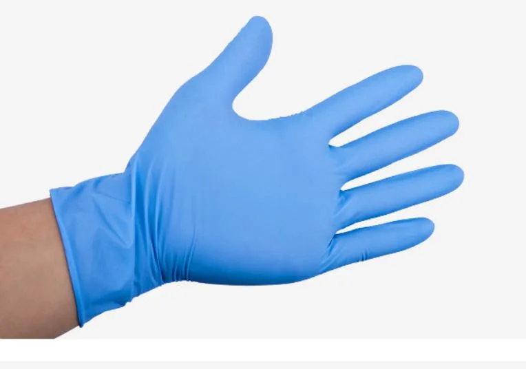 Disposable Waterproof Blue Nitrile Powder Free Protective Examination Gloves