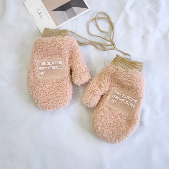 Christmas Series Female Red Festive Happy Snowman Cute Cartoon Students Wrapped Fingers Thickened Velvet Anti-Wind and Cold Warm Gloves